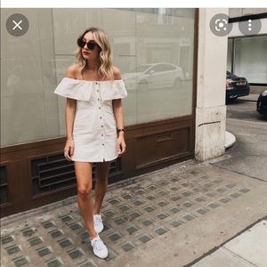 NWT Topshop Petite Mini Linen Off The shoulder Dress Size 8